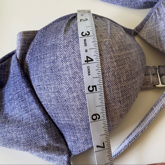 La Vie En Rose Aqua Swimsuit Bikini Top Denim Style Wrap Tie Size Small - Picture 4 of 11